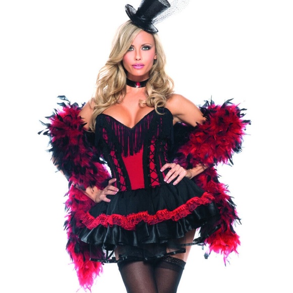 BeWicked Saloon Girl Costume - Red & Black Dress (Size M/L) - Picture 1 of 6